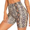Women's Snakeskin Print Biker Shorts, High Waisted Stretchy Slim Fit for Workout & Casual Wear Shorts