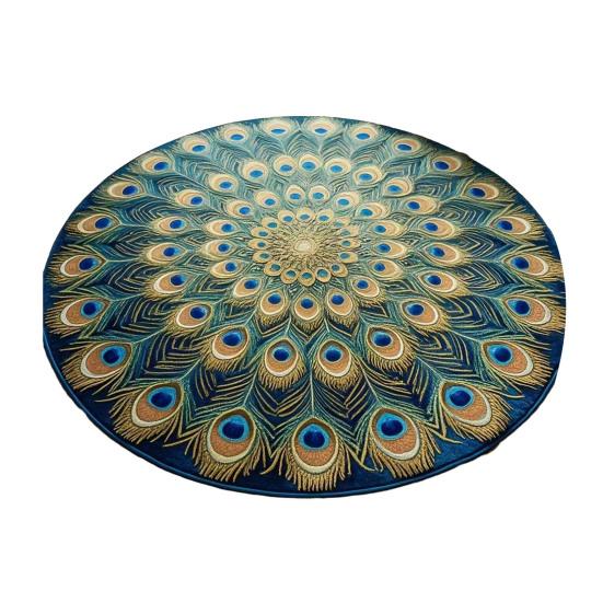 Tapete Floral Visual 3D Tapete Redondo Floral Tapete de Sala de Estar Pavão Tapete de Área Antiderrapante para Quarto Banheiro Porta Cozinha Decoração