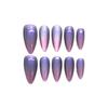 100% HANDMADE Press On Artificial Nail Almond Shape Dreamy Streamer Purple Cat Eye Phototherapy Nails Fake Nails Reusable