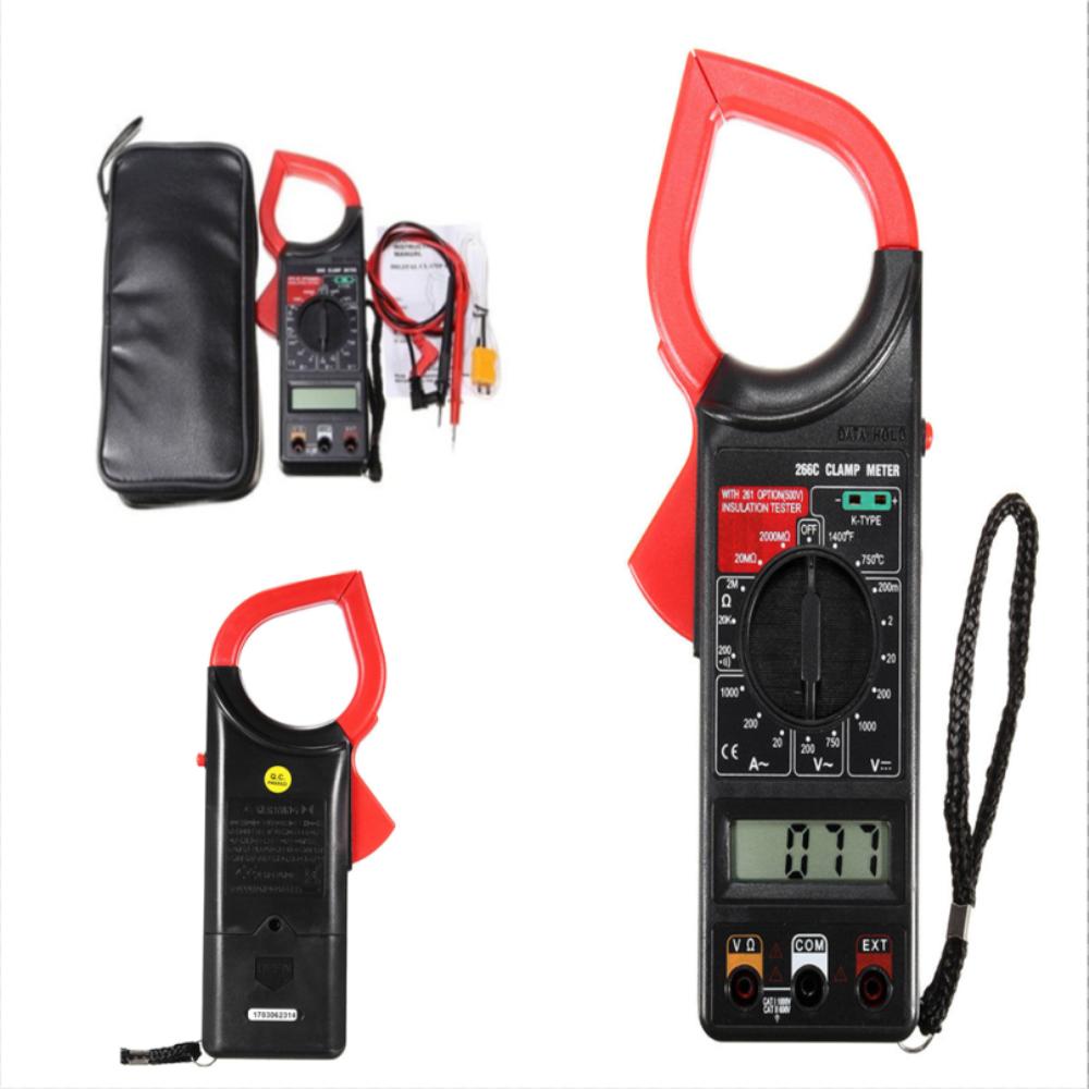 DT266C Digital Clamp Meter Multimeter Ohmmeter with Temperature Measurement