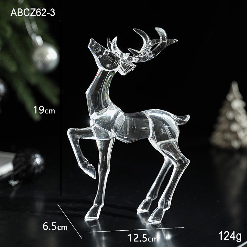 Transparent Acrylic Ice Crystal Reindeer Ornament - American Snow Scene Christmas Decoration