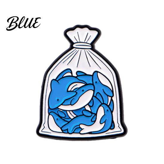 Collectible Animal Pin Brooch Cartoon Pocket Design Zinc Alloy Handmade синий