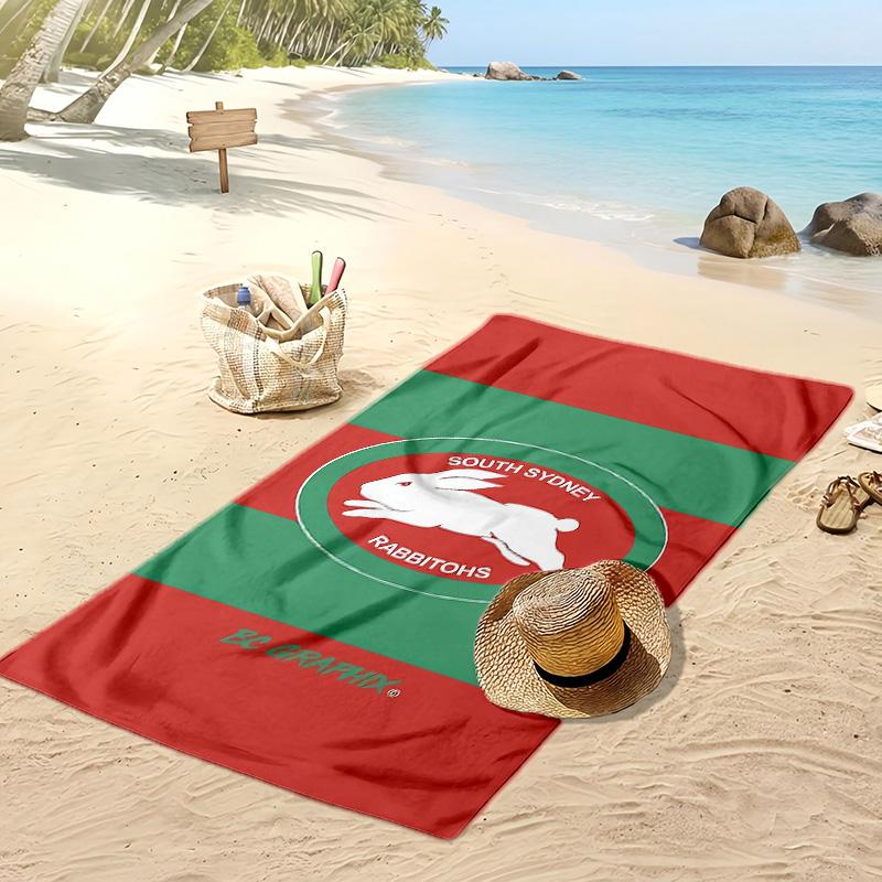 South Sydney Rabbitohs Print Beach Towel Soft Portable Quick?dry Towel For Pool Summer Vacation Outdoor Sport