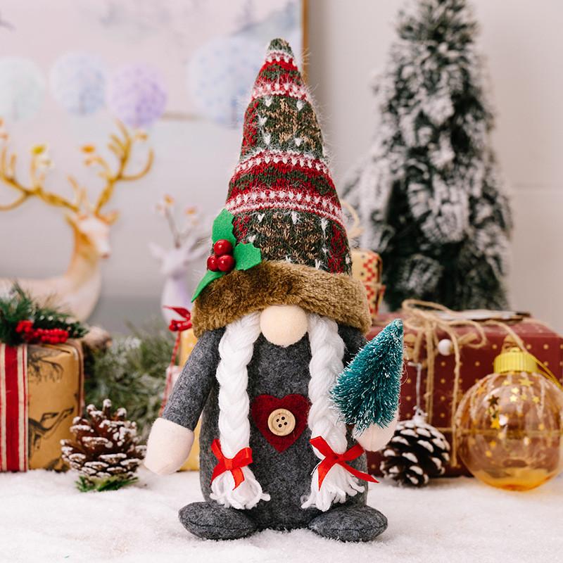 Rustic Charming Gnome Doll For Cozy Christmas Home Decor With Decorative Holiday Tree