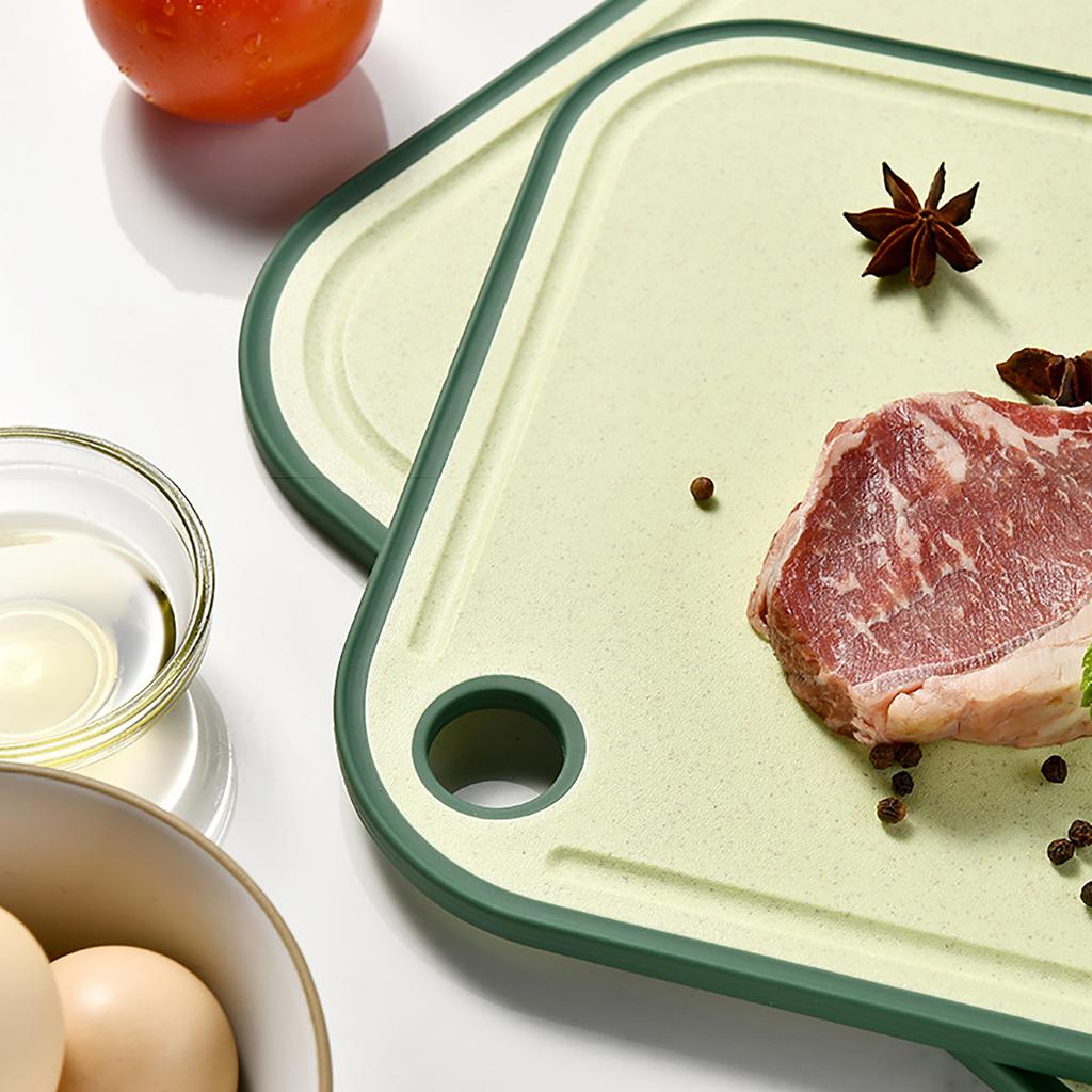 1/2pcs Double Sided Wheat Straw Cutting Board Kitchen Classification Cutting Board Thickened Belt Garlic Grinder Cutting Board