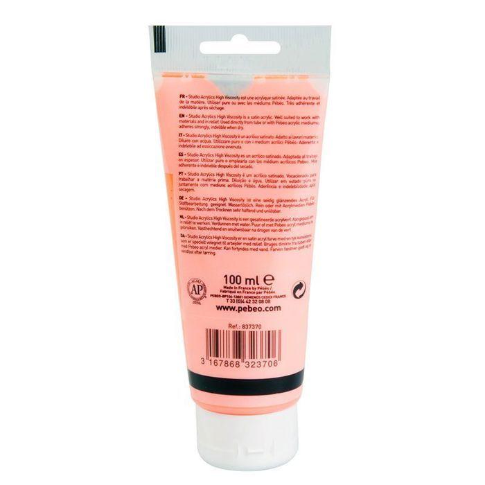 Peinture acrylique - Pébéo - Orange fluo - 100 ml - Haute viscosité - Satinée