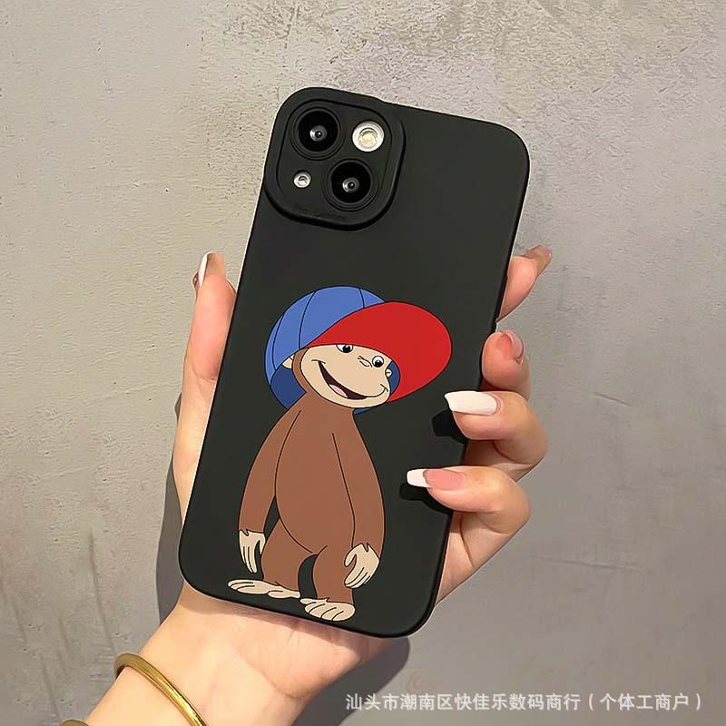 The Cartoon Monkey with a Hat Is Suitable for iPhone 16 Cases, iPhone 11/12/13/14/15 Pro Max Protective Cases