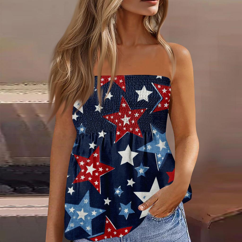 Sommer Schlauchtops für Damen, Niedliches Sexy Off-Shoulder Print Ärmelloses T-Shirt