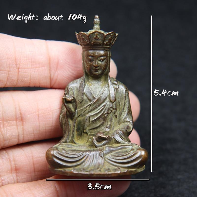 

Античная Медь Будда Кшитигарбха Маленькая Статуэтка Настольное Украшение для Поклонения Винтажные Счастливые Домашние Украшения Ремесла Коллекции Верований