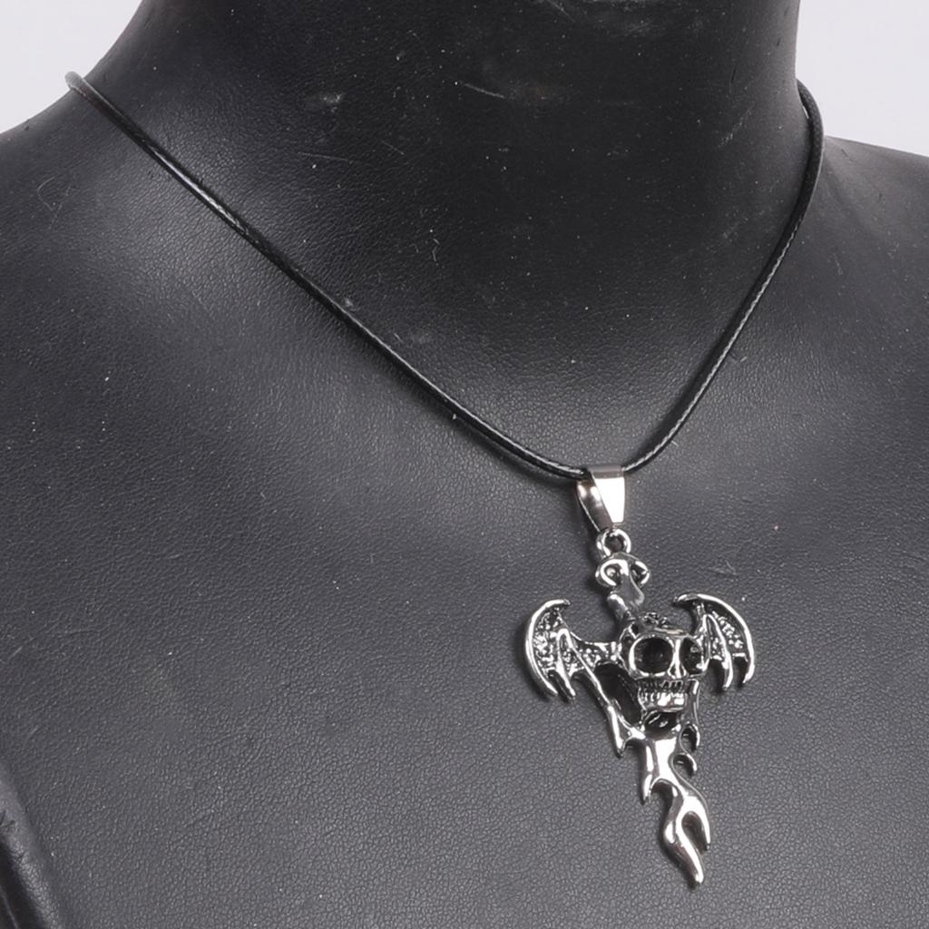 Edgy Skull Cross Pendant Necklace Gothic Halloween Jewelry for Punk Fashion Enthusiasts and Statement Accessories
