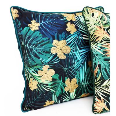 [A1423] - Yellow Green 'Jungle' Velvet Cushion - 45x45 Cm