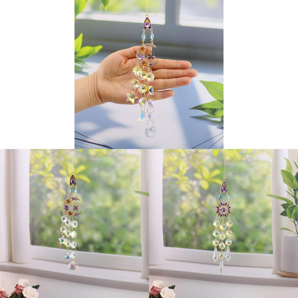 Decorative Agate Hanging Pendant With Colorful Diamonds Sun Butterfly Moon Star For Gift Giving And Holiday Decor