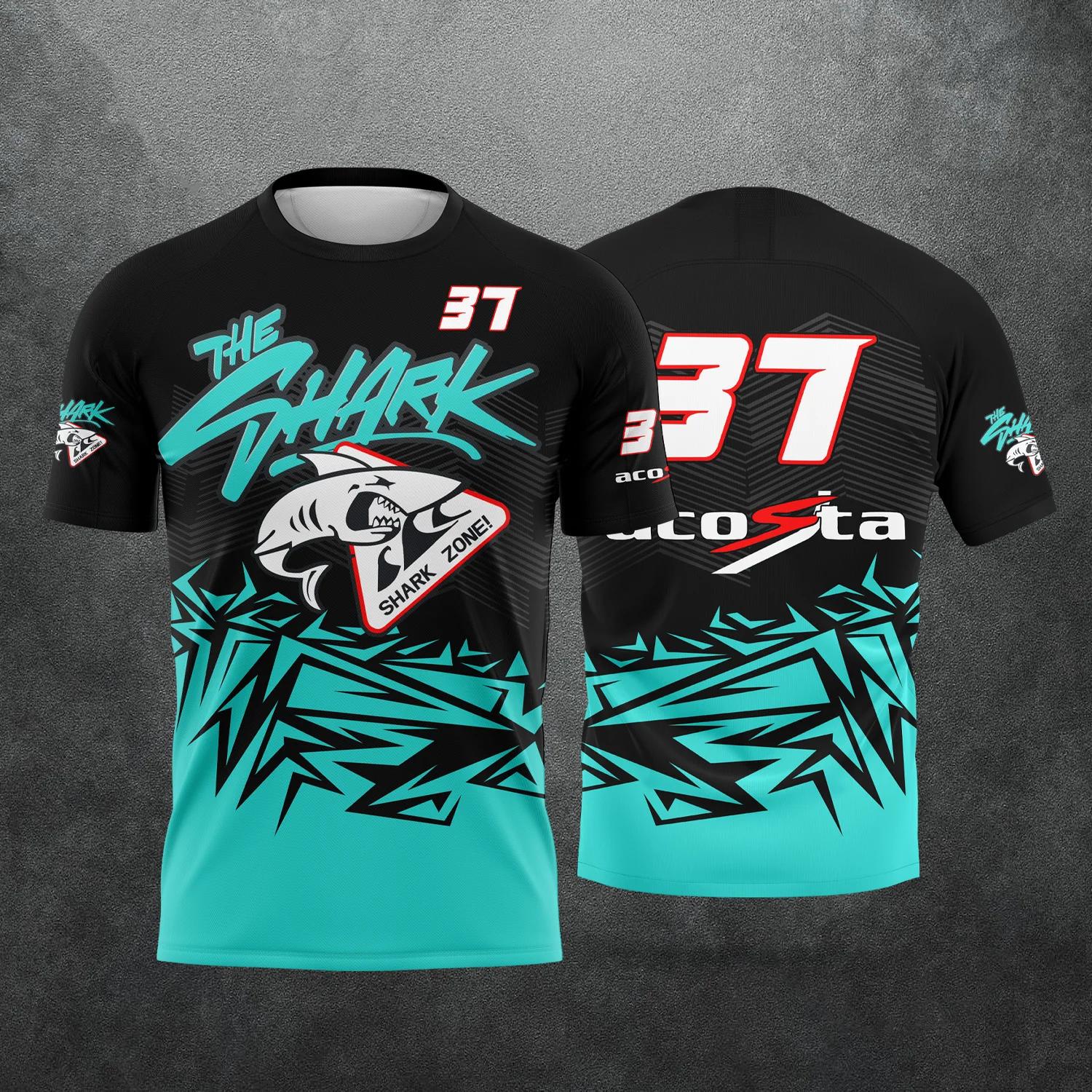 Huiteng1 2026 Nieuw Race Nr. 37 Coureur Pedro Acosta Fan 3D Geprint Patroon T-shirt de Haai Heren Dames Zomer Casual Korte Mouw Tops 2XL