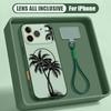 Creative Coconut Sunset Pattern Hand Strap Case For iPhone 17 Pro Max iPhone 16 15 14 13 Pro Max Magnetic For Magsafe Hybrid TPU+PC Matte Cover