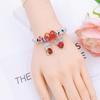Elegant Ladies Love Bow Crystal Bead Bracelet with Diamond Fox Pendant Stainless Steel Bangle