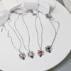 European & American Stainless Steel Strawberry & Peach Heart Women's Clavicle Necklace