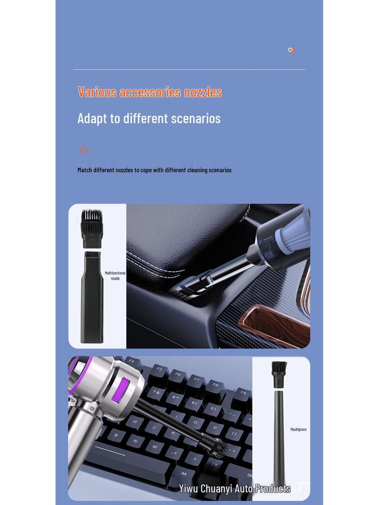 Portable Dual-Use Handheld Car Vacuum Cleaner with Powerful Suction and Inflatable Function for Home and Car