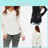 Elegant Lace Stitching Women's T-shirt Slim Fit Long Sleeve Cotton Top