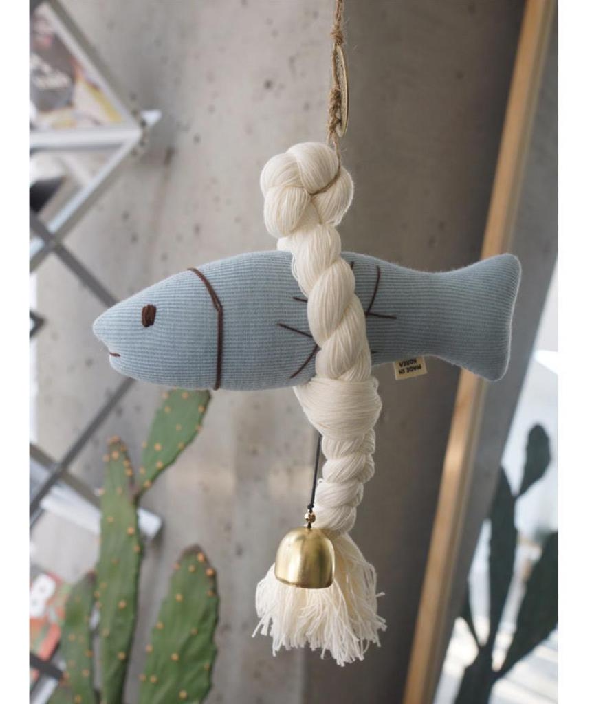 Korean Blue Myeongtae Lucky Charm Doll – Fabric Dried Pollock Ornament for Protection & Good Fortune