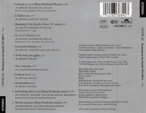

CD LEVEL 42 Running In The Family 8336892 POLYDOR Europe Pop Used