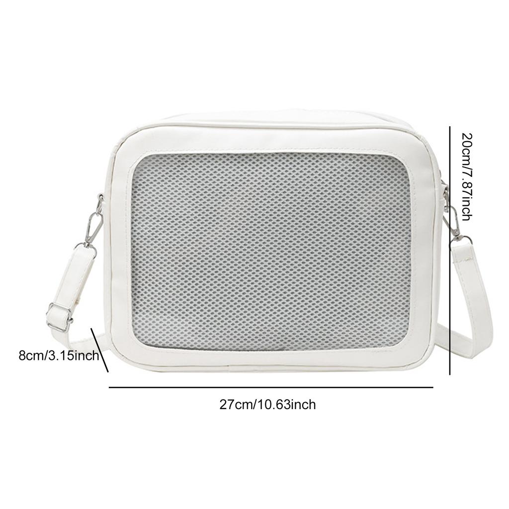 Women Transparent Square Ita Bag With Pin Display Jk Shoulder Bag Cartoon Handbag Lolita Messenger Bag Cute Crossbody Ita Bags