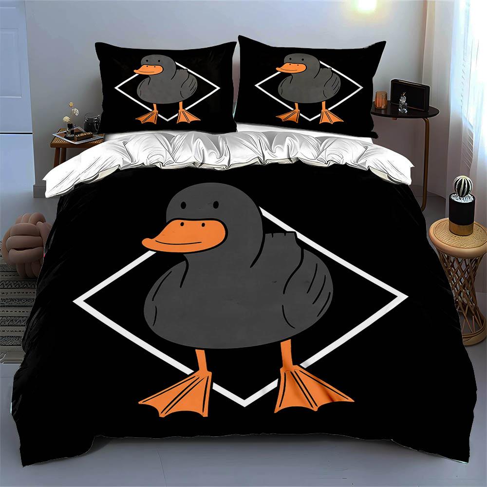 Duck geometric motif Bedding Duvet cover sets Duvet covers Pillowcases gifts (1 * Duvet Cover 2 * Pillowcases, without duvet insert)