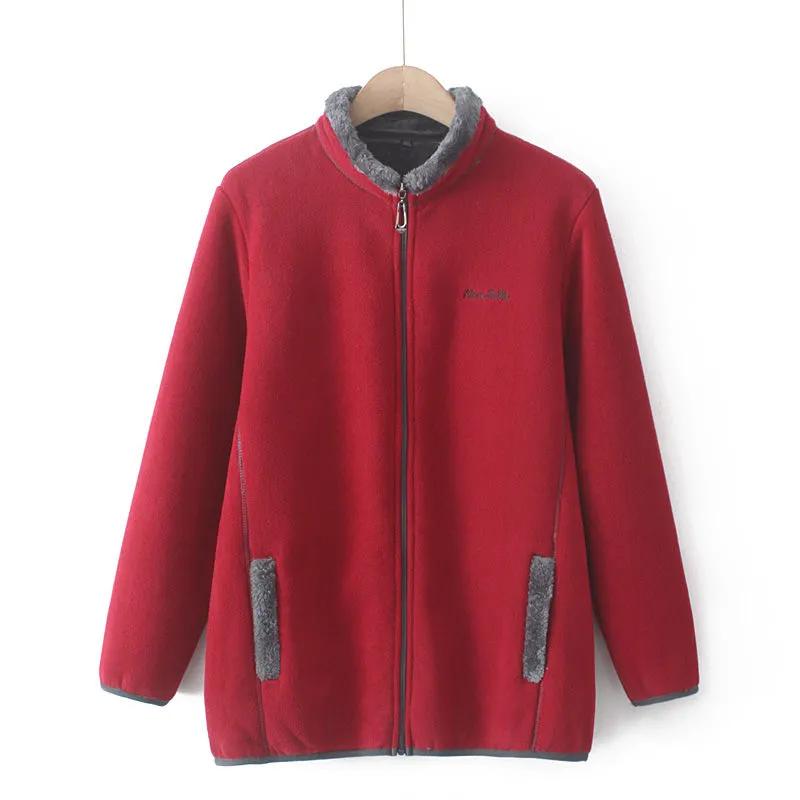 Women's Fall and Winter Fleece Thickened Jacket Middle-aged and Elderly Plus Size Shaker Tops