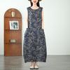 Ermeløs Plus size bomull vintage Floral nytt i kjoler for kvinner uformell løs lang sommerkjole