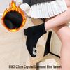 Autumn/Winter Rhinestone Buckle Chunky Heel Slimming Velvet Sock Boots for Women