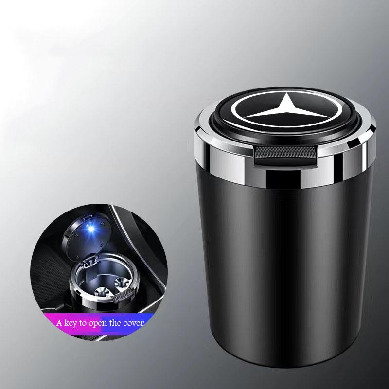 UMEG7 Car ashtray with blue LED light stainless steel liner for Mercedes Benz A B C E G W S Class GLA GLB CLC GLK GLS GLE CLA CLS EQE