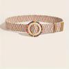Vintage Woven Boho Straw Weave Belt Retro Hollow Out Bohemian Style Belt Wide PU Leather Ethnic Style Waistband Dress Decoration