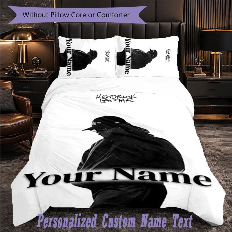 Personalized 3Pcs Bedding SetKendrick Lamar Custom Text Duvet Cover Pillowcase Set Bedroom Gift