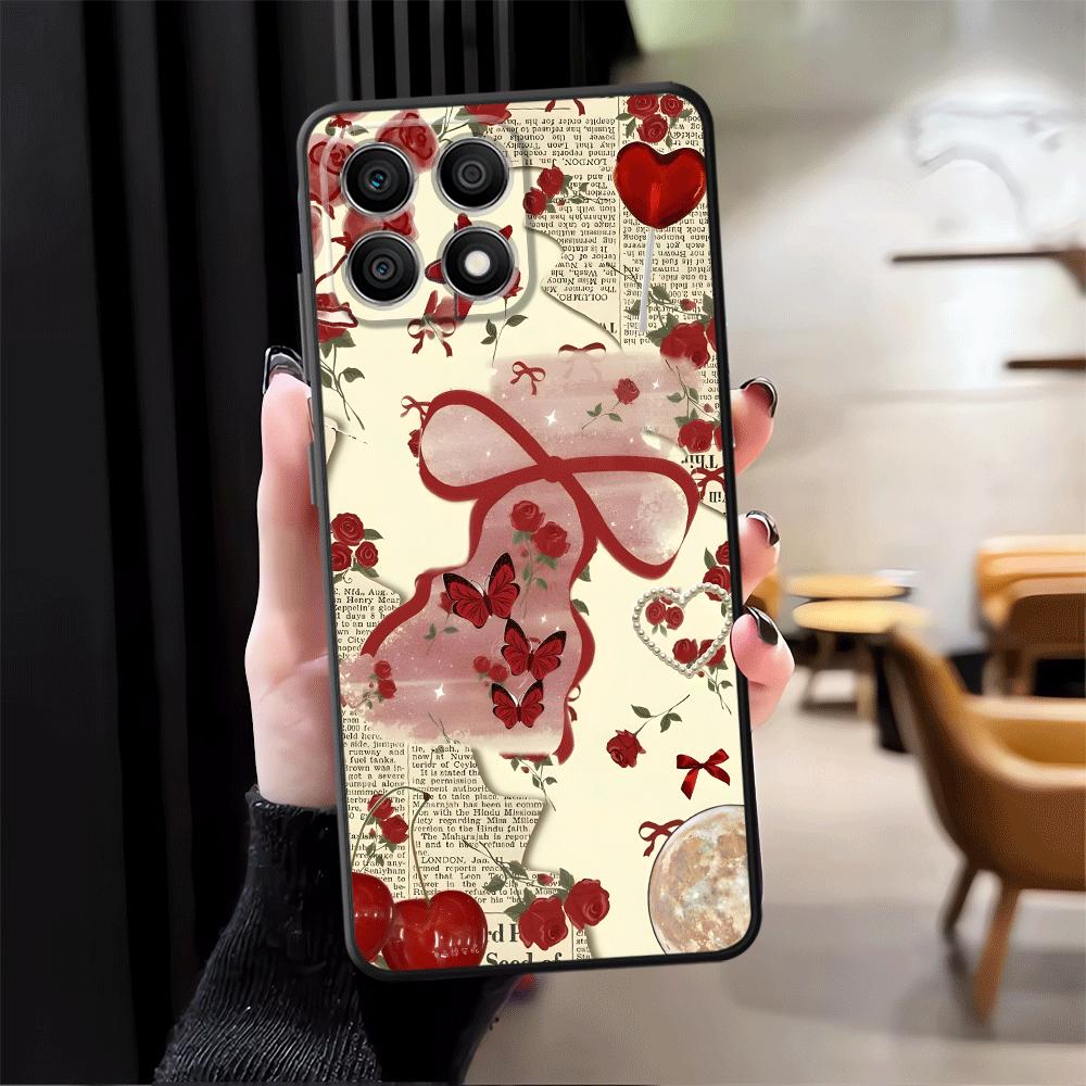 Funda Phone Cover Case for Honor 200 400 Lite X6 8X 70 X7 X8 Magic5Lite X9a 90 X5b Rose Bow