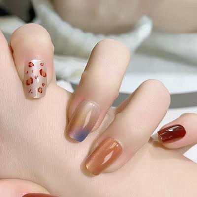 Sweet Brown Leopard Print High-End Brightening Nail Art Stickers