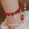 Prayer Red Agate Cinnabar Flower Bracelet for Women, Light Luxury Niche Exquisite Fortune Charm Bracelet, Gift for Girlfriend or Best Friend
