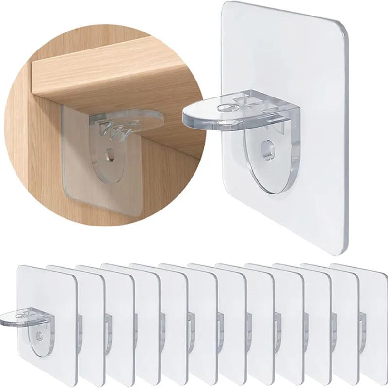 

4/10 PCS Adhesive Triangular Support Stand Holder Non-Porous Wardrobe Strong Divider Fixed Adhesive Hook Home Kitchen Accessorie