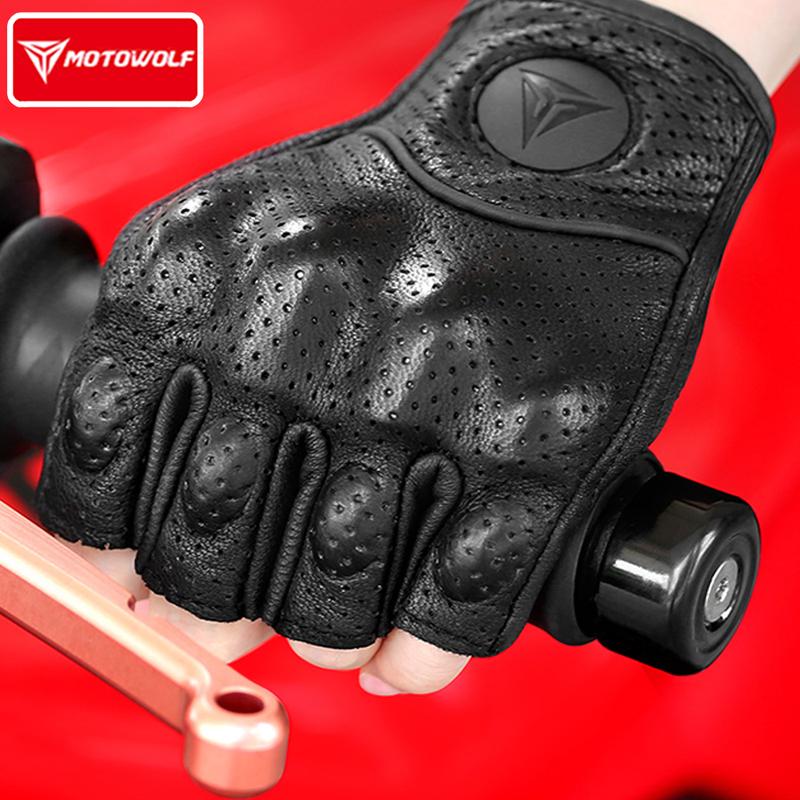 Motorcycle Fingerless Gloves Winter Summer Motocross Protective Gear Touch Screen Gloves  Leather Touchscreen Motocross Gloves