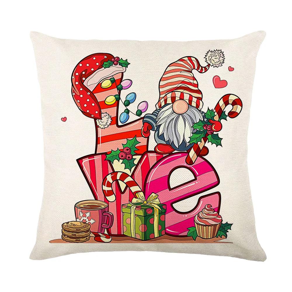 24 Year New Christmas Theme Home Linen Printed Pillow Cover, Holiday Car Pillow, Sofa Pillow, Cushion