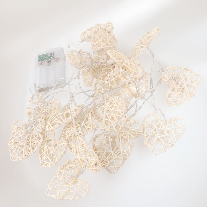 1.2m Heart Shaped LED Light String 10 Lamps Warm White Long Life Powered Low Consumption High Brightness for Wedding