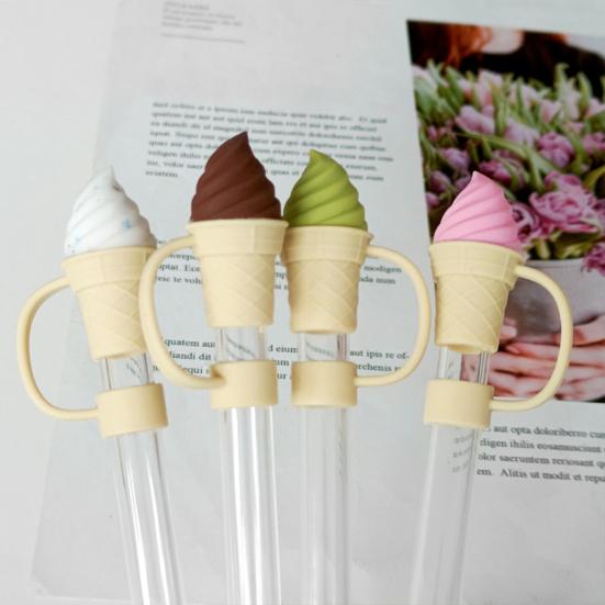 1 sada potahu na brčko Kreslená sada silikonového víčka na brčko odolná proti stříkající vodě prachotěsná zátka na zakončení slámy pro ozdobu poháru