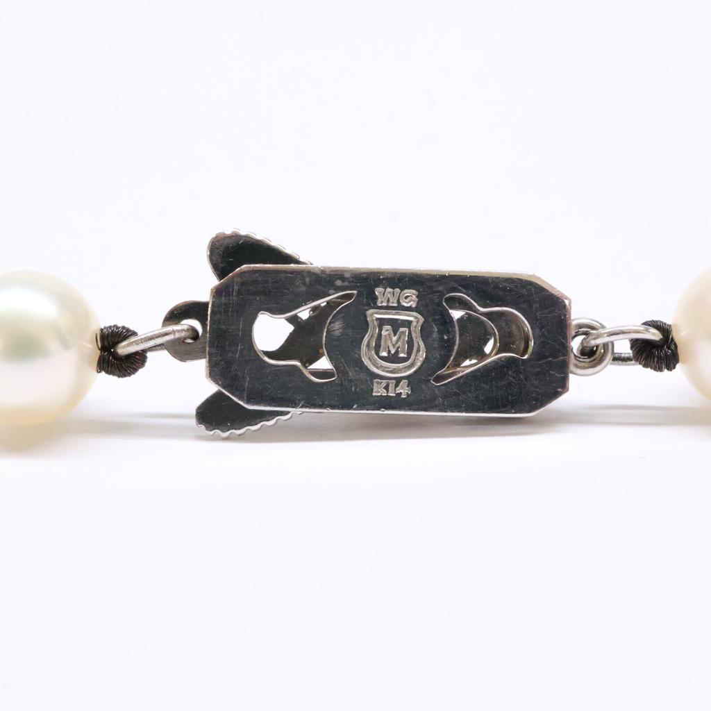 MIKIMOTO K14 58P 6.3-0.3"/0.3" Naszyjnik z pereł i zestaw kolczyków z pereł Naszyjnik Białe złoto Używany