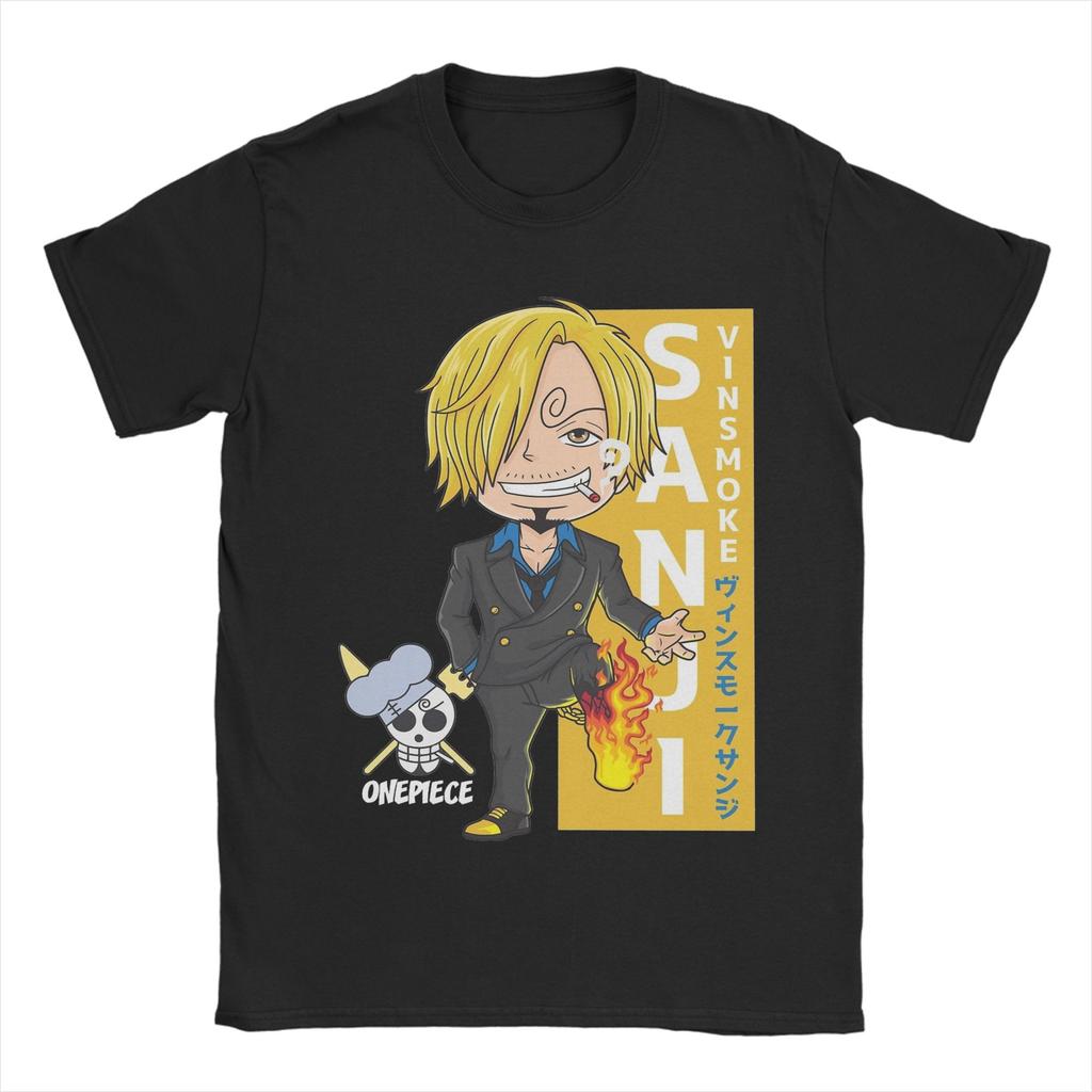 Mens Chibi Sanji T Shirts Ones Pieces Pure Cotton Clothes Leisure Short Sleeve Crewneck Tees Birthday Gift TShirt