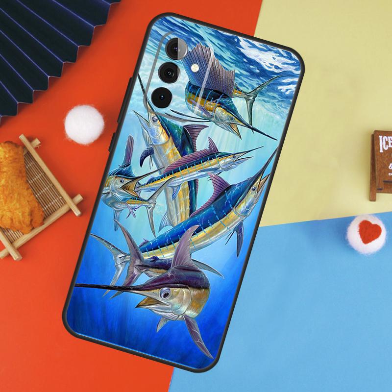 Fishing Gear Fish Case For Samsung Galaxy A14 A34 A54 A55 A35 A15 A73 A53 A33 A23 A13 A12 A32 A52 A51 Cover