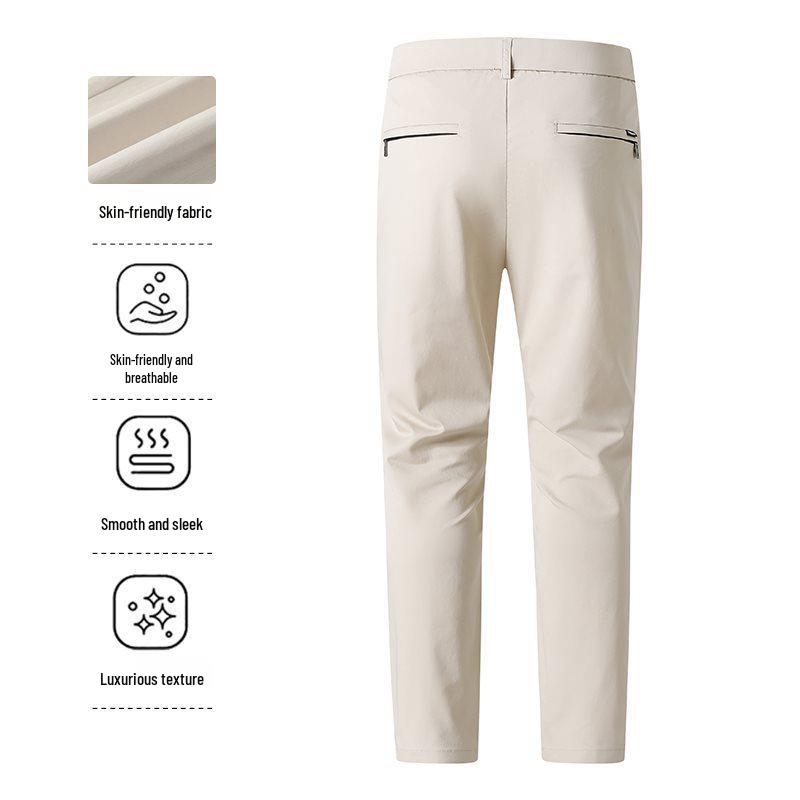 2026 Spring/Summer Men's Korean Style Faux Cowhide Zipper Casual Pants - Loose, Comfortable, Versatile, Fashionable