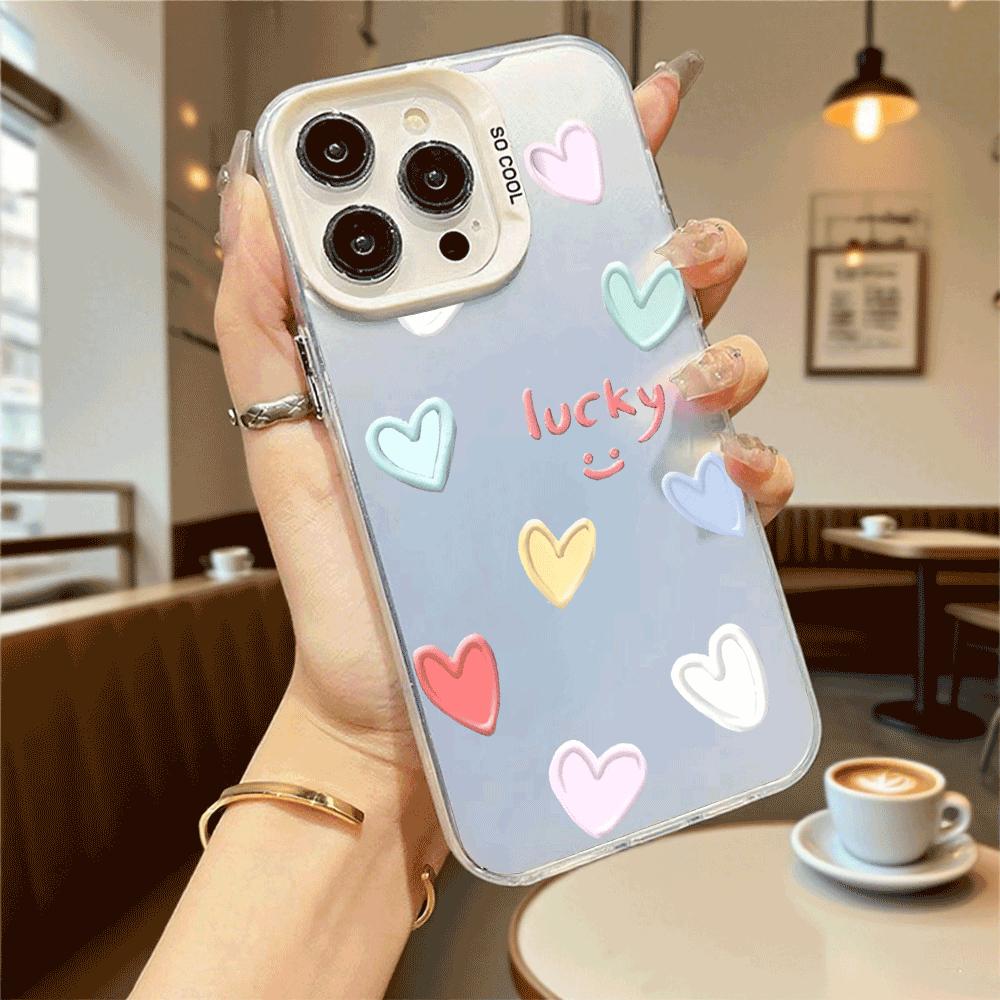 Lucky Pastel Hearts Phone Case for Redmi Note 15 14 13 12 11 10 9 Pro Plus Anti-Scratch Premium Hard Cover