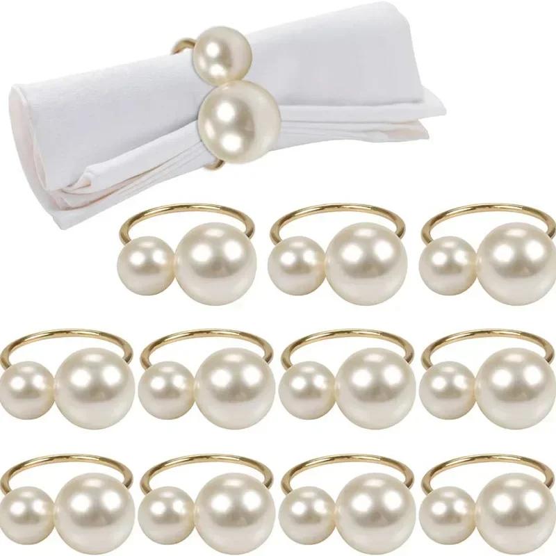 96Pcs Small Large Pearl Napkin Ring Frame, Metal Napkin Ring, Wedding Party, Holiday Banquet, Christmas Dinner, Decorative Gifts