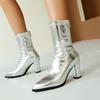34-48 Skinny Boots Autumn and Winter Short Boots Elastic Legs Long Temperament Pointed French Heightening Thick Heel Elegant
