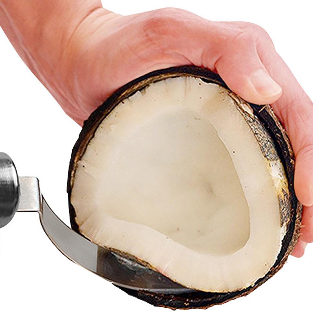 Holzgriff Kokosnussöffner Werkzeug Braun Silber Kokosnussfleischentferner Küche Outdoor Kochen