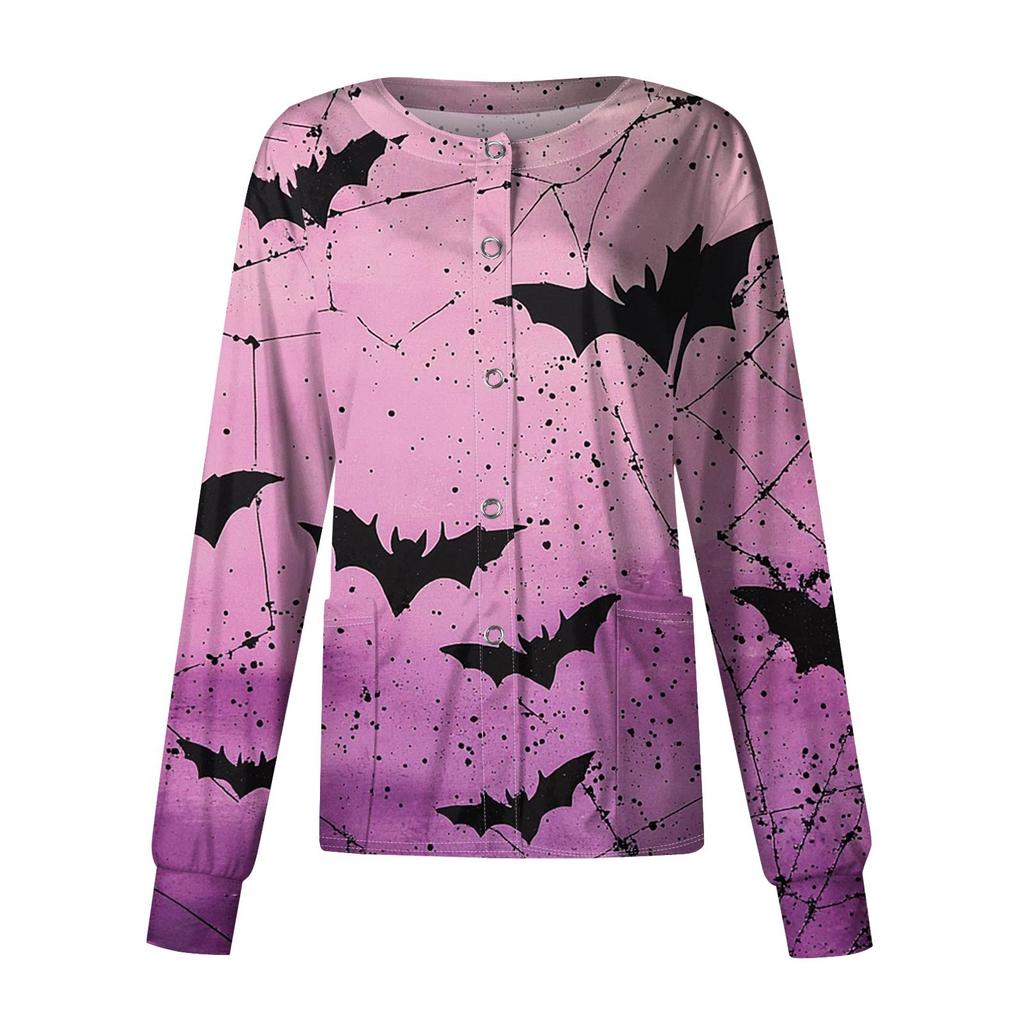 Dámské ležérní oblečení s dlouhým rukávem, jednořadové halloweenské oblečení s potiskem Cardigan Top oblečení Uniformy