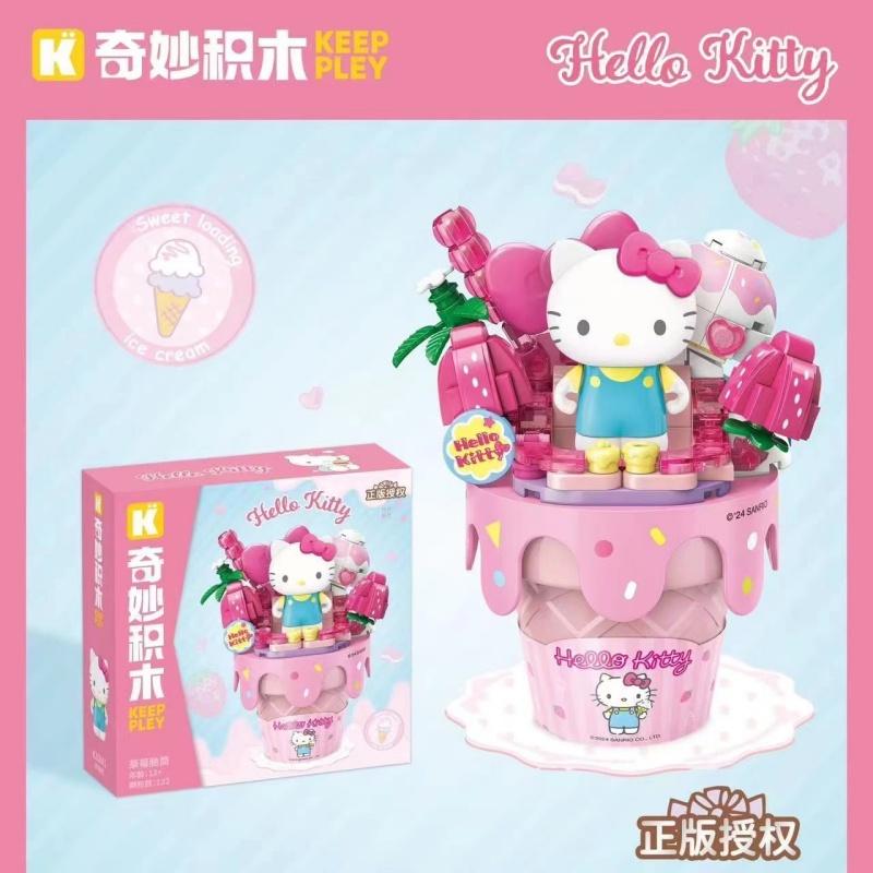 

New Sanrio Building Block Toy Anime Figure Kuromi My Melody Hello kitty Ice Cream Cake Decoration Model Toys Kids Birthday Gifts Without Box